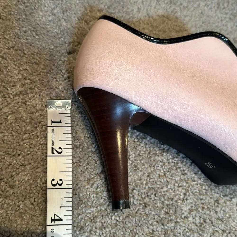 Women’s Pink & Black High Heels Pumps Bow Design Slip On Size 7.5 (39CN) NEW